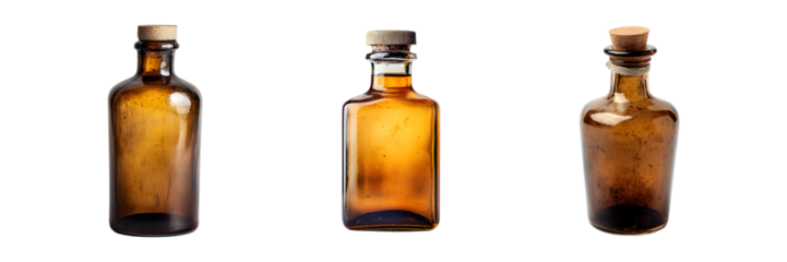 Set of Poison bottle isolated on transparent background, cut out