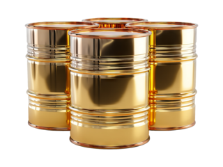 Golden Metallic Drums Isolated on Transparent Background