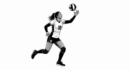 Obraz premium Athletic woman in sportswear serves a volleyball during a game