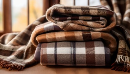 warmth embraces soft plaid fabric exploring the texture and hues of autumnal wool a cozy comfort with natural earth tones discover the allure of rustic design in textiles