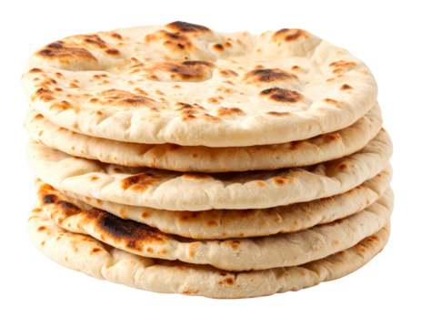 Stack of flatbreads isolated on transparent background png
