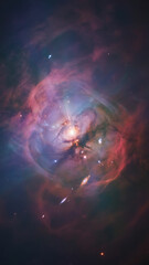 Fototapeta premium Vibrant nebula in deep space with swirling colors and stars