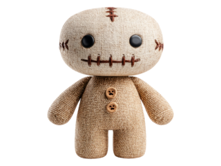 Plush Doll Character with Unique Stitching and Button Details