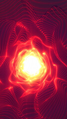 Dynamic abstract background featuring glowing red energy waves radiating from a luminous center, suggesting movement and power