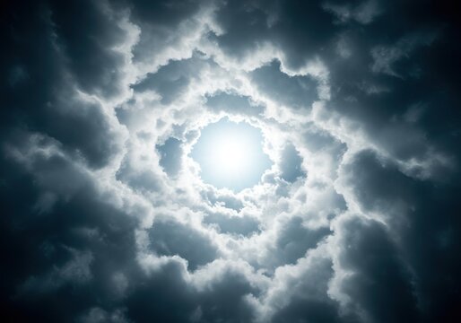 Dramatic Cloudscape Sunburst Through Dark Storm Clouds sky sun l