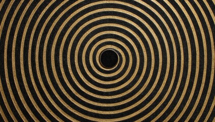 Abstract spiral design with concentric circles in gold and black