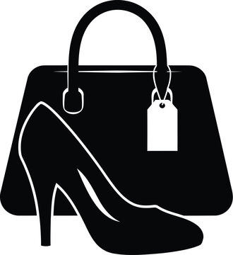 black handbag and high heel shoe clip art preview