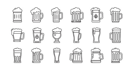 Beer Mug line art icon bundle illustration