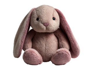 Soft Pink Rabbit Toy Isolated on Transparent Background for Displays