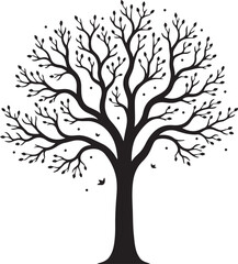 Obraz premium Elegant Tree Silhouette with Leaves – Nature Vector ArtLeafy Tree Silhouette – Black Tree Design ElementStylized Tree with Leaves – Decorative Nature Illustration
