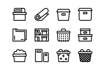 Minimalist Storage Solutions A Line Art Collection of Organization Icons for Modern Homes