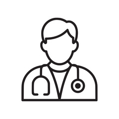 Illustration of a doctor with a stethoscope wearing a lab coat in a minimalist line art style