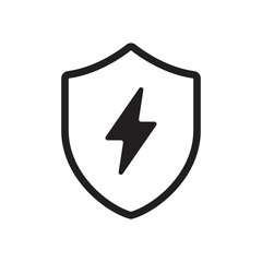 Electric safety shield flat outline icon vector illustration. Isolated on transparent background. Editable stroke, pixel perfect