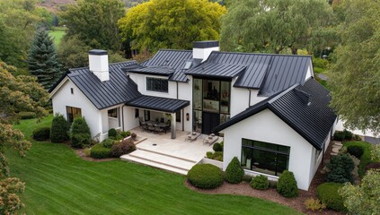 Modern Farmhouse with Black Metal Roof