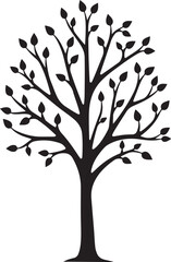 Obraz premium Elegant Tree Silhouette with Leaves – Nature Vector ArtLeafy Tree Silhouette – Black Tree Design ElementStylized Tree with Leaves – Decorative Nature Illustration