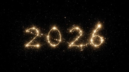 Sparkling 2026 New Year design on black background