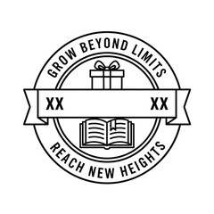 Obraz premium Motivational Vector Logo with Gift and Book