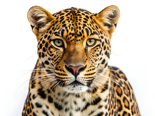 Obraz premium Leopard face close-up symmetrical composition golden eyes soft fur sharp detail wildlife beauty hyperrealistic rendering