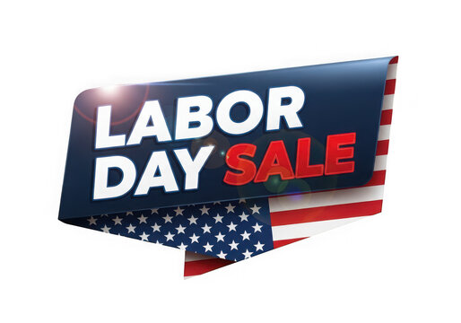 Flat illustration of labor day sale banner with american flag elements isolated on transparent background