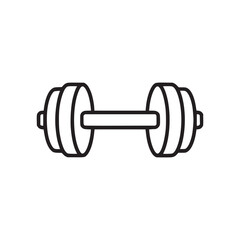 Illustration of a dumbbell with weights on each side and a handle in the middle in black outline
