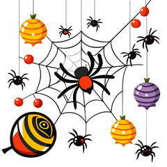 seamless pattern with spider web vector