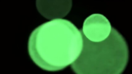 Soft-focus bokeh circles of vibrant green light against a dark background. - Powered by Adobe