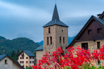 Panoramic view to Panticosa village, in Aragón (Spain).