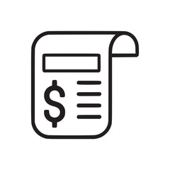 Illustration of a financial document with a dollar sign and lines on a white background design element