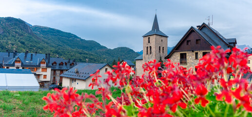 Panoramic view to Panticosa village, in Aragón (Spain).