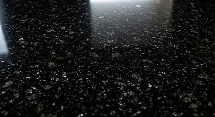 Luxurious Polished Black Granite with Glistening Crystalline Inclusions