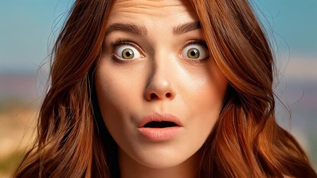 Primer plano cara de mujer tap&aacute;ndose la boca con la mano y mirada de sorpresa