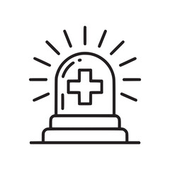 Obraz premium Illustration of a medical emergency light with a cross symbol and radiating lines on a white background