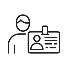 Vector art of man holding an id card the card has a photo and some text on it, representing personal identification, access control, or employee verification in a business or corporate setting