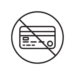 Vector art of icon of a credit card with a prohibition sign, indicating that credit card payments are not allowed, vector illustration of a financial restriction symbol