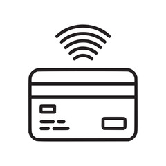 Vector art of credit card with wireless signal icon, representing contactless payment, nfc technology, and secure online transactions for modern banking and commerce