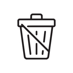 Vector art of trash can icon garbage bin with cross in simple line style waste container vector illustration for recycle and clean concept do not trash sign
