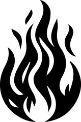 Simple Fire and Flame Icons Set – Black Silhouette Vector on White Background