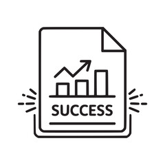 Vector art of success report with chart and arrow, representing business growth, financial statistics, and marketing data analysis for investment, profit, and strategic management planning