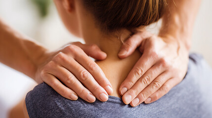 Hands massaging a person s neck and shoulders for pain relief and relaxation
