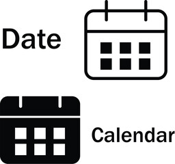 Calendar icon vector set with date and schedule symbols