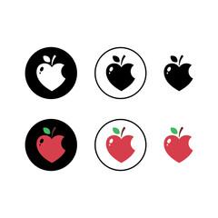Apple Heart Icon Vector Set w...