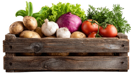 Fresh Vegetables in Rustic Wooden Crate