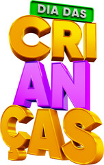 selo 3d dia das crian&ccedil;as logotipo colorido mes das crian&ccedil;as