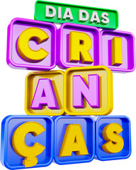 selo 3d dia das crianças logotipo colorido mes das crianças