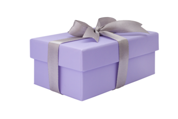 Purple Gift With Gray Ribbon Isolate