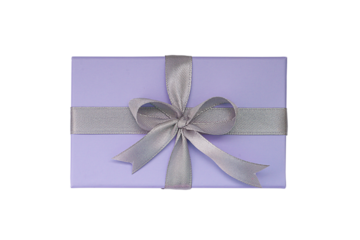 Purple Gift With Gray Ribbon Isolate