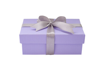 Purple Gift With Gray Ribbon Isolate