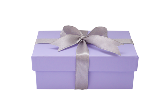 Purple Gift With Gray Ribbon Isolate