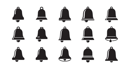 Bell with a clapper silhouette icon bundle illustration