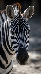 Naklejka premium Close-up of Zebra Patterns in a Sunny Zoo